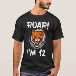 Roar I är 12 Tigers Animal ThMeed Födelsedagsfest  T Shirt