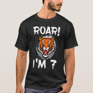 Roar I är 7 Tigers Animal Theter Födelsedagsfest C T Shirt