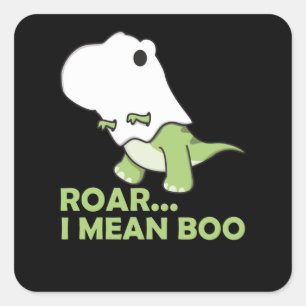Roar I Elak Boo Cute Kawaii Halloween T-Rex Ghost Fyrkantigt Klistermärke