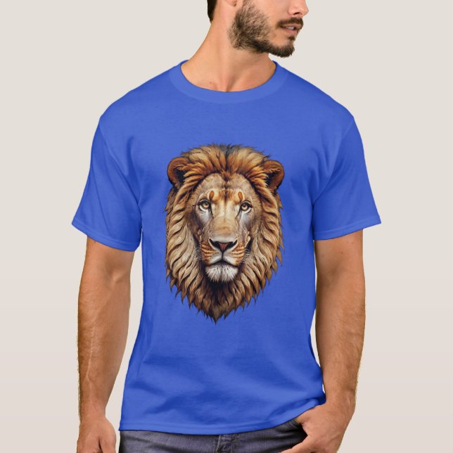 "Roar i Stil: Unik geometrisk Lejon Logotyp T-Shir T Shirt (Framsida)