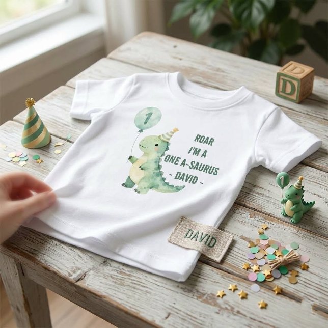 Roar I'm a One-A-Saurus First Birthday Dinosaur T Shirt (Skapare uppladdad)