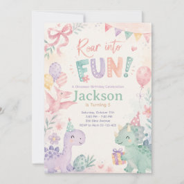 Roar Into Fun Dinosaur Invitation Editable Inbjudningar
