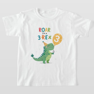Roar jag är en tredje Födelsedagsfest med 3-Rex-ba T Shirt