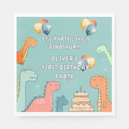 Roar Like a Dinosaur Boy 1st Birthday Party  Pappersservett