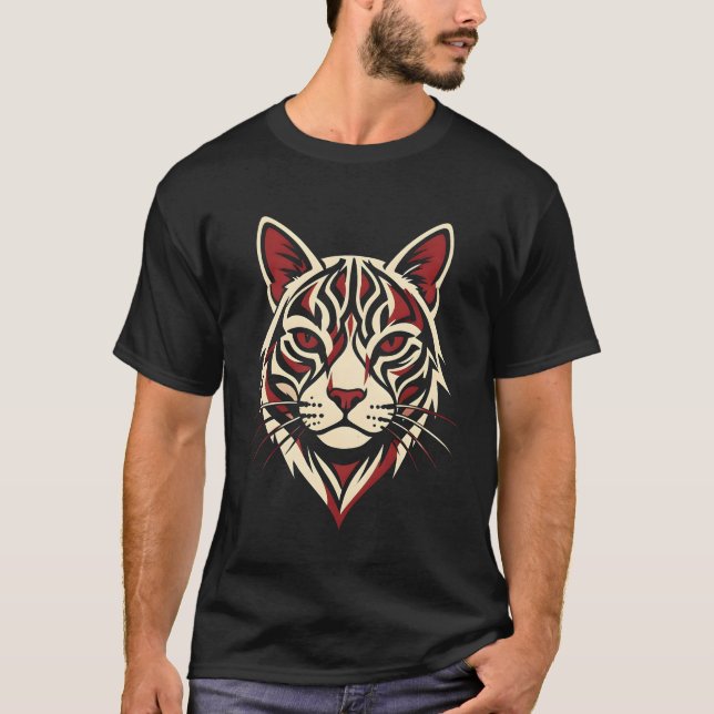 Roar of the Tribal Tiger: Geometric Feline Graphic T Shirt (Framsida)