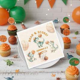 Roar & Score Basketball Dino Boy Birthday Pappersservett