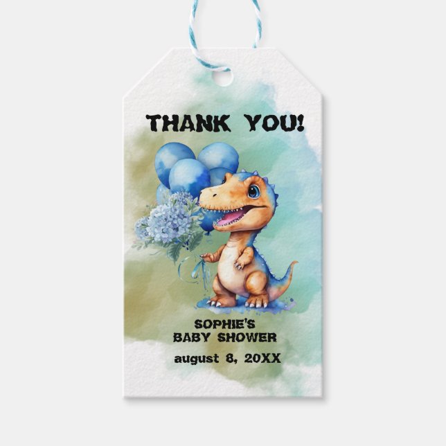 Roar sin A Boy Dinosaur Tack Presentetikett (Framsidan)