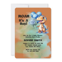 Roar sin pojke T-Rex Dinosaur Baby Shower