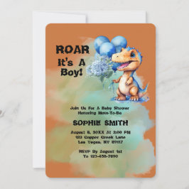 Roar sin pojke T-Rex Dinosaur Baby Shower Inbjudningar