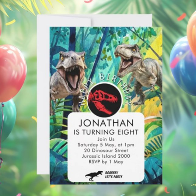 ROAR-som  DINOSAURPOJKE Inbjudningar (Unleash the excitement with our ROAR-some BOY DINO Invitation! )