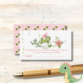 Roar-some Baby Shower Diaper Raffle Card for Girls Tilläggskort