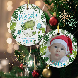 ROAR-some Baby's First Christmas Photo  Julgransprydnad Keramik