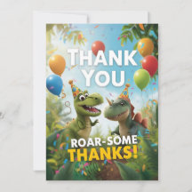 Roar-some Dinosaur Birthday - Tack för ditt kort -