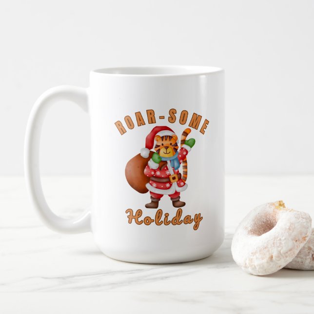 Roar‑some Holiday Tiger Santa christmas Kaffemugg (Med munk)