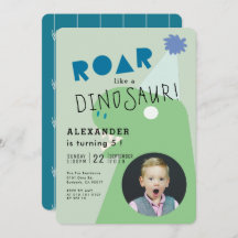ROAR T-Rex Dinosaur Grönt Photo Boy's Birthday