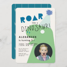 ROAR T-Rex Dinosaur Navy Blue Photo Boy's Birthday
