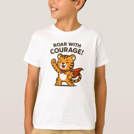 Roar With Courage Cute Orange Tiger Design T Shirt