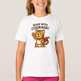 Roar With Courage Cute Orange Tiger Design T Shirt