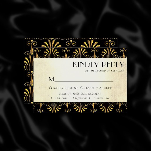 Roarin 20-årsjubileum | Guld Black Art Deco Entree OSA Kort (Skapare uppladdad)