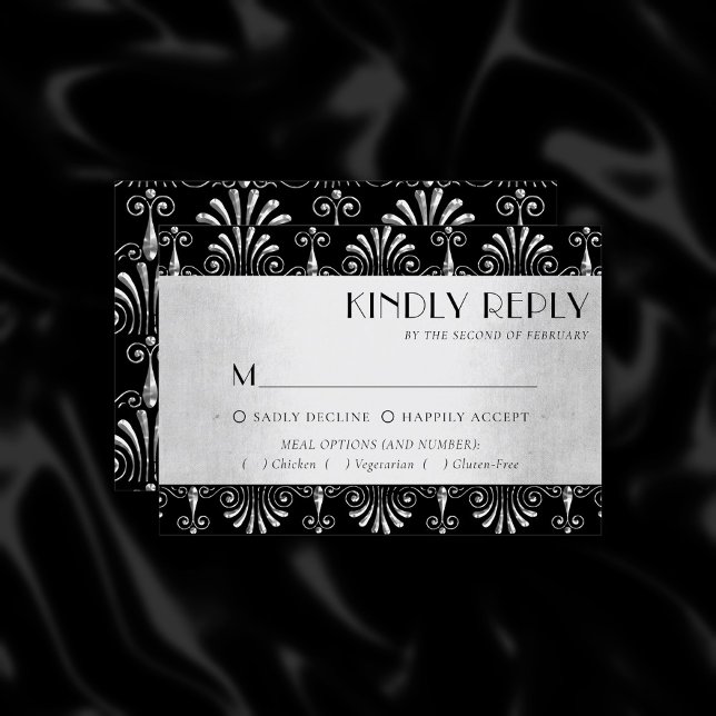 Roarin 20-årsjubileum | Silver Black Art Deco Meal OSA Kort (Skapare uppladdad)