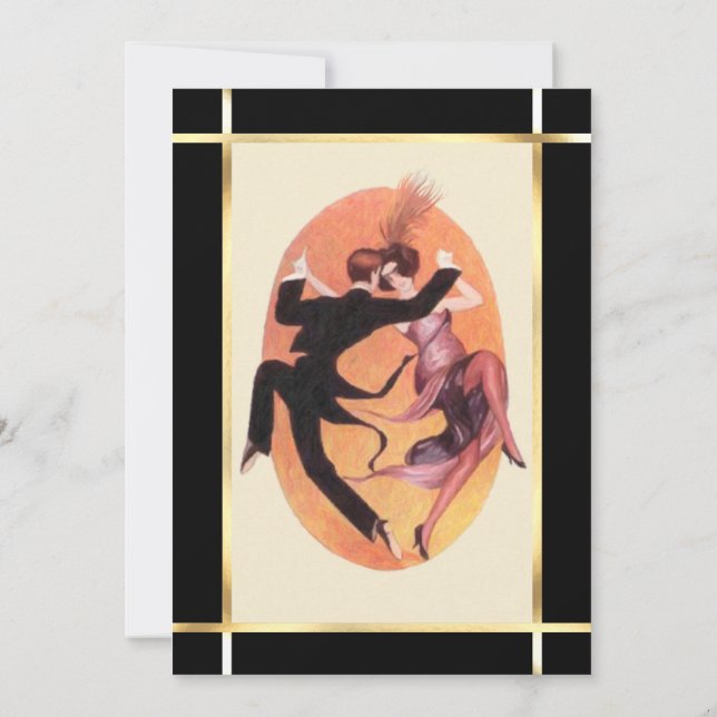 Roaring 20's Dancing lite Cocktail Party Inbjudningar (Baksida)