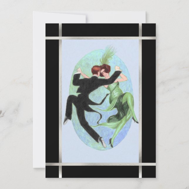 Roaring 20's Dancing lite Cocktail Party Inbjudningar (Baksida)