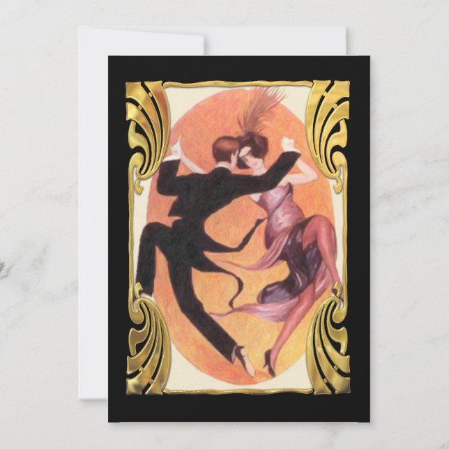 Roaring 20's Dancing lite Cocktail Party Inbjudningar (Baksida)