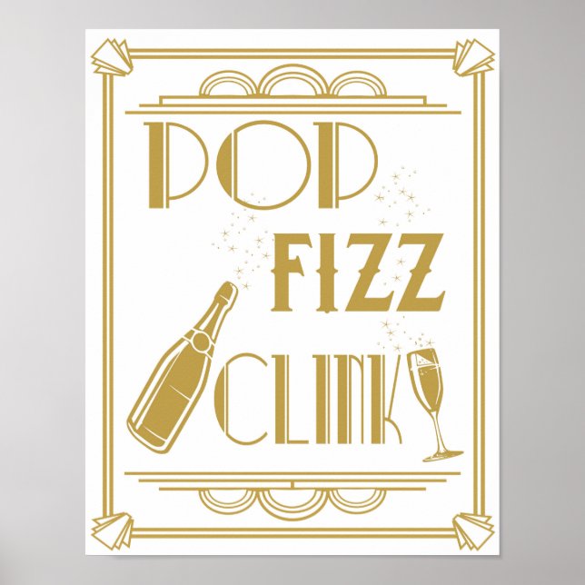 Roaring 20's Drinks Pub-tecken Pap Fizz Clink-utsk Poster (Framsidan)