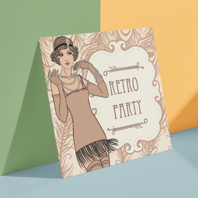 Roaring 20's Flapper Girl Retro Party Inbjudningar (Skapare uppladdad)