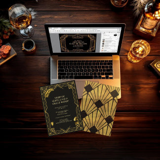Roaring 20s Speakeasy-fest Invitation Art Deco Inbjudningar
