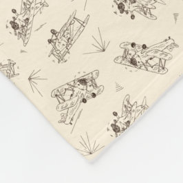 Roaring Art Deco Bi-flygplan - skisserade mönster. Fleecefilt