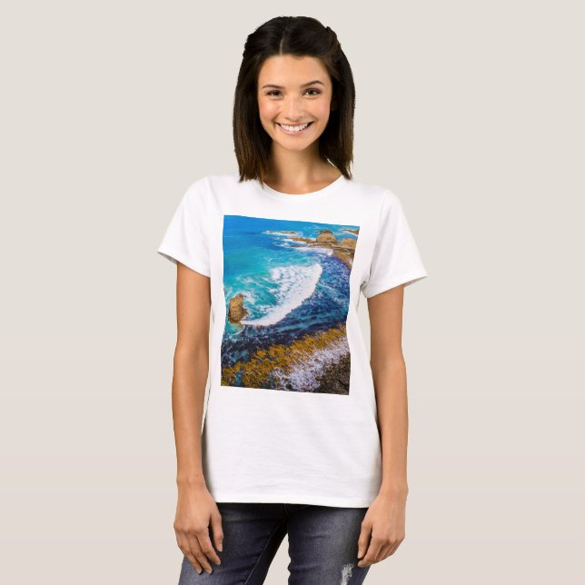 Roaring Bay vid Nugget Point T Shirt (Hel framsida)