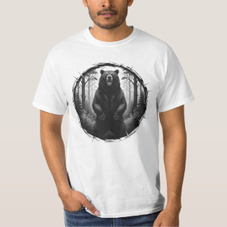 Roaring Bear Illustration – Wild Forest Graphic T- T Shirt