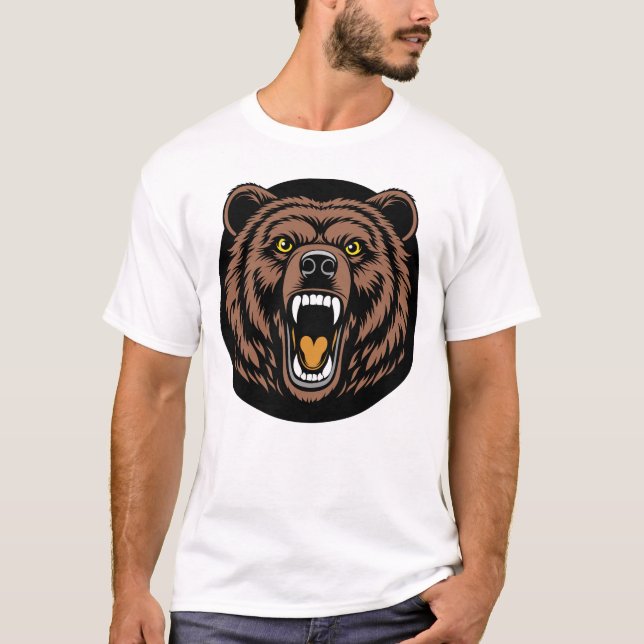 Roaring Bear Power Emblem T Shirt (Framsida)
