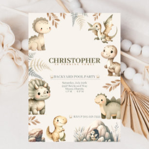 Roaring Boho Dinosaur Theme Birthday Inbjudningar