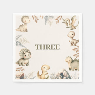 Roaring Boho Dinosaur Theme Birthday Pappersservett