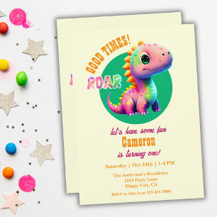 Roaring Bra Times Dinosaur 1:a födelsedagen party Inbjudningar