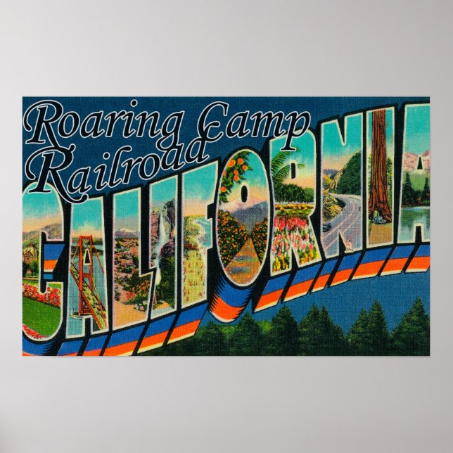 Roaring Camp Railroad, CA - Large Brev Scenes Poster (Framsidan)