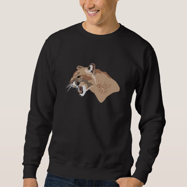 Roaring Cougar  Lång Ärmad Tröja (Framsida)