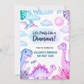 Roaring Dinosaur Birthday Invitation Inbjudningar