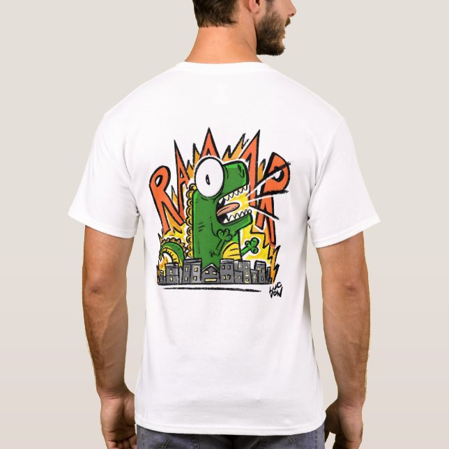 Roaring Dinosaur Cartoon T Shirt (Baksida)