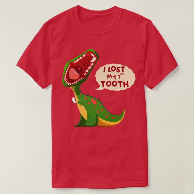 Roaring Dinosaur I Lost My 1st Tooth Funny Tooth F T Shirt (Design framsida)