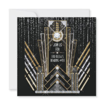 Roaring Gatsby Art Deco Bling Festin Inbjudningar