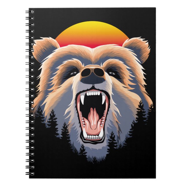 Roaring Grizzly Bear Ansikte Anteckningsbok (Framsidan)