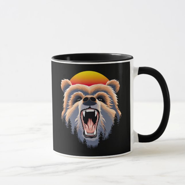 Roaring Grizzly Bear Ansikte Mugg (Höger)