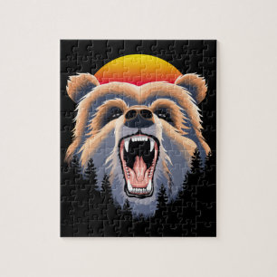 Roaring Grizzly Bear Ansikte Pussel