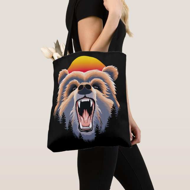 Roaring Grizzly Bear Ansikte Tygkasse (Närbild)