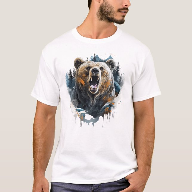 Roaring Grizzly Wildlife Animal Nature Classic T Shirt (Framsida)