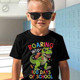 Roaring into 100 Days of School Dinosaur– Fun Kids T Shirt