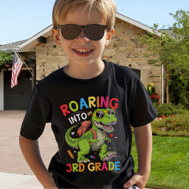 Roaring into 3rd Grade Dinosaur – Fun Back School T Shirt